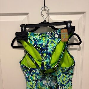 Title Nine Blue and Green Swimsuit Tankini and matching bottom.